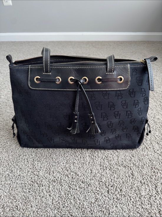 Dooney & Bourke Handbags - Dooney & Bourke Black Logo Jacquard Medium Handbag
